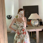 Retro Backless Floral A Line Midi Dress